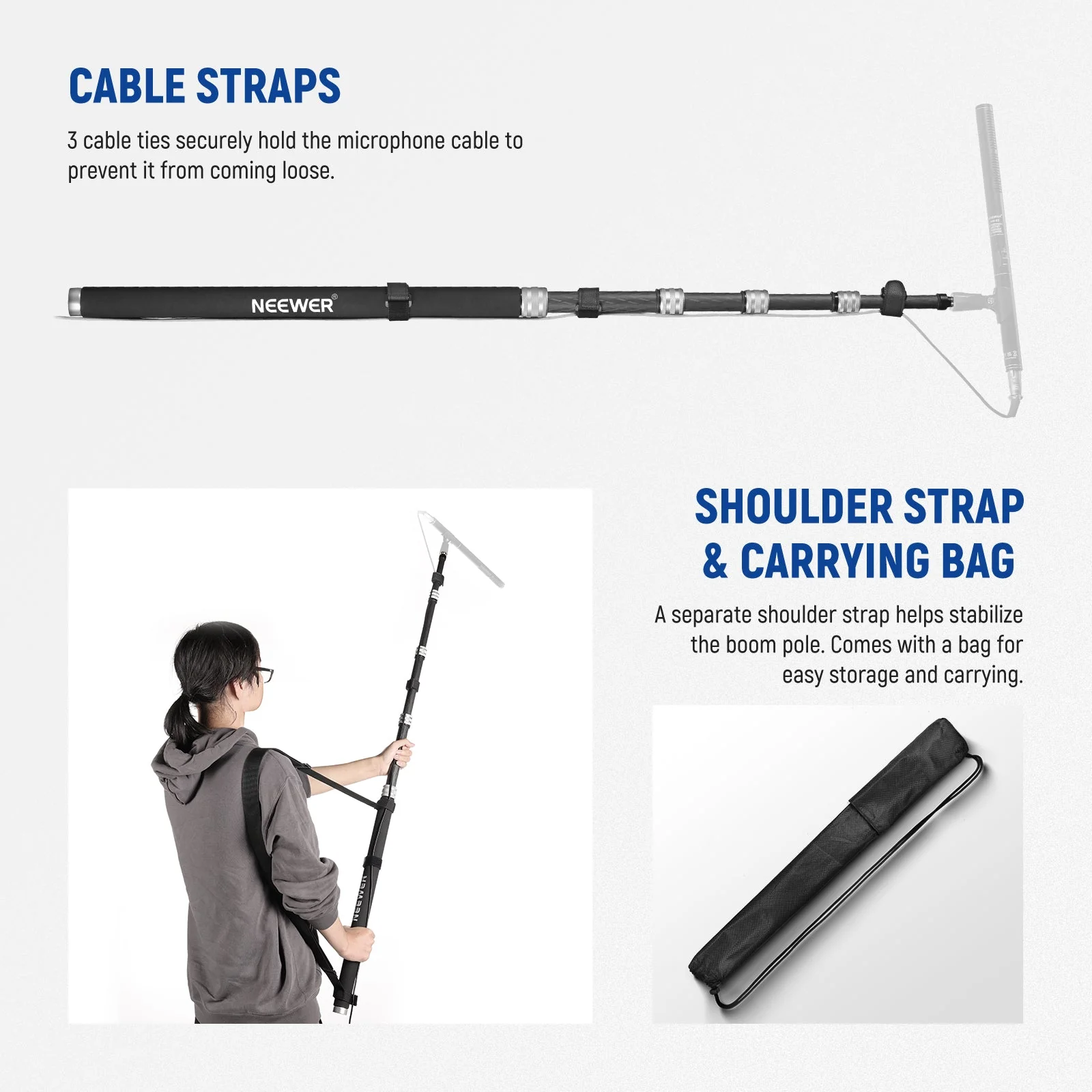 NEEWER Upgraded 9.8ft/300cm Carbon Fiber Microphone Boom Pole - Image 5