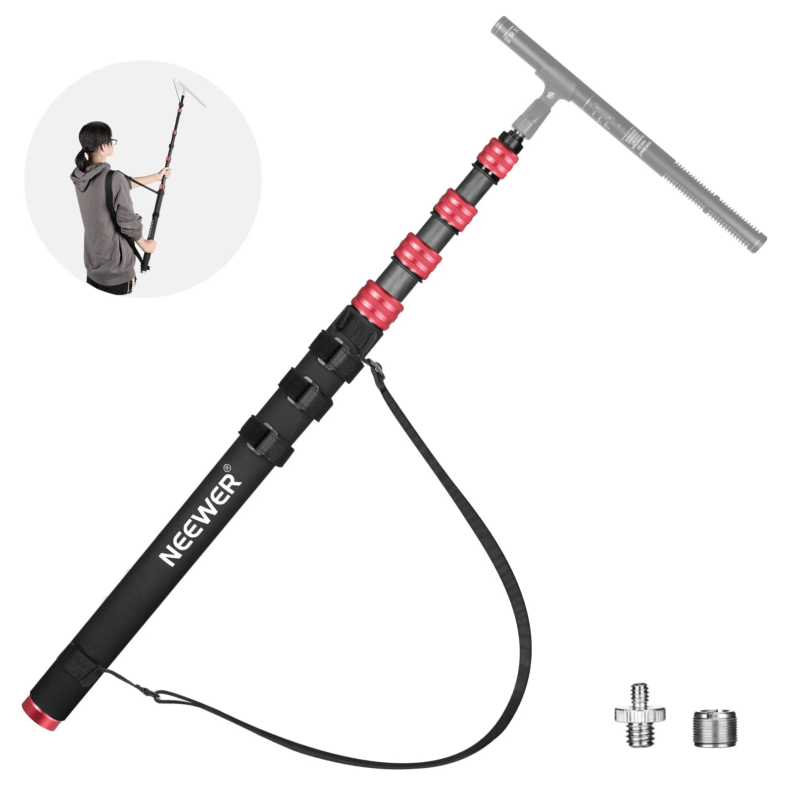 NEEWER Upgraded 9.8ft/300cm Carbon Fiber Microphone Boom Pole - Image 9