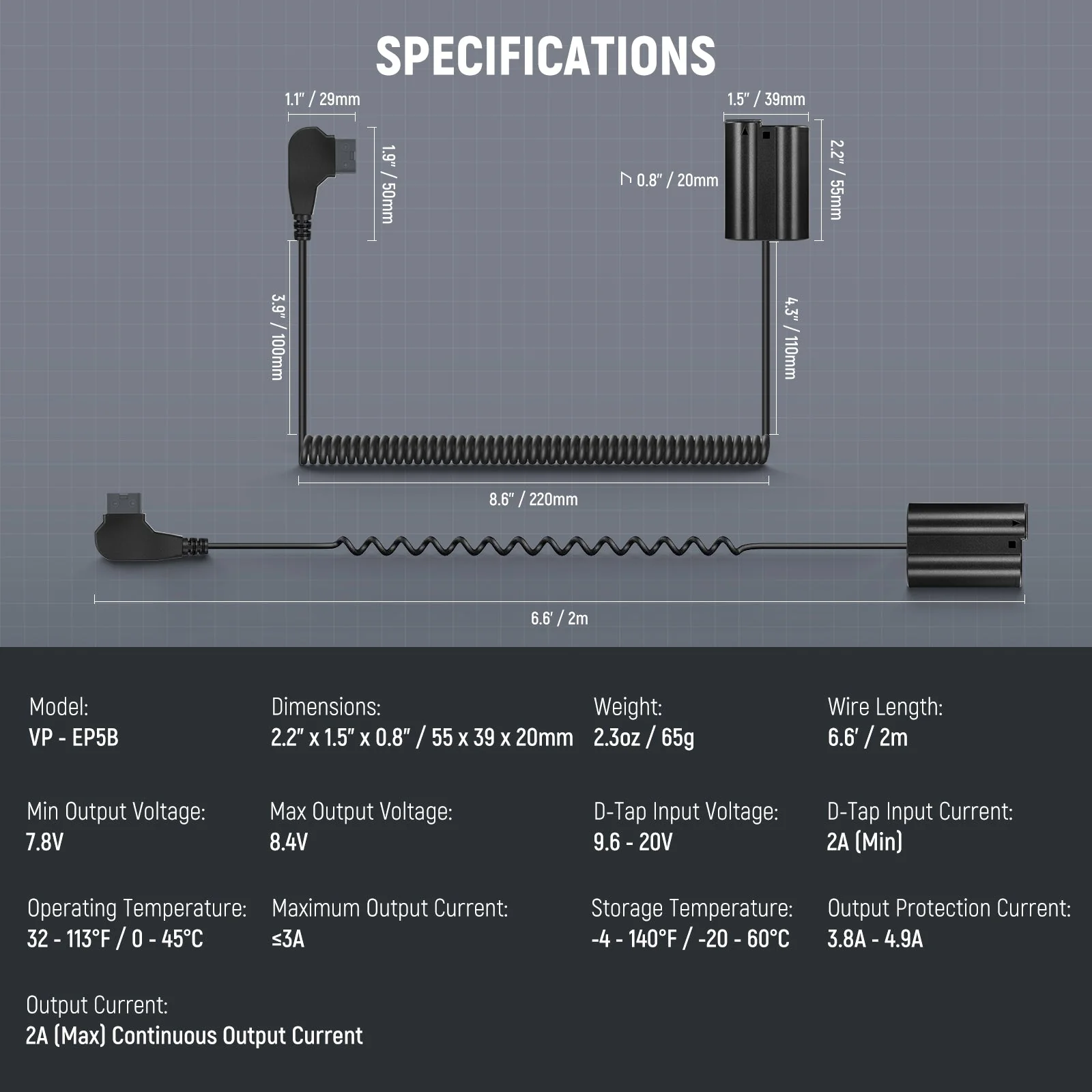 NEEWER VP-EP5B EN-EL15 to D Tap Dummy Battery - Image 9