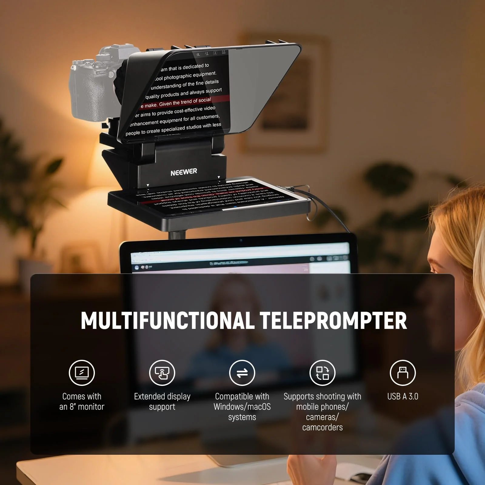 NEEWER X11 2-In-1 Teleprompter with Monitor - Image 5