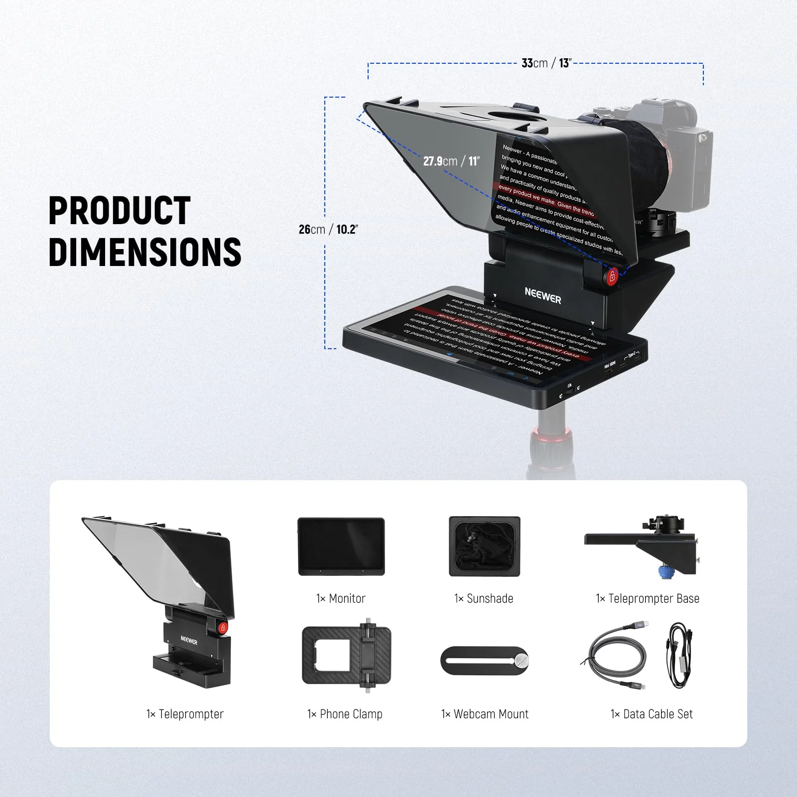 NEEWER X11 2-In-1 Teleprompter with Monitor - Image 9