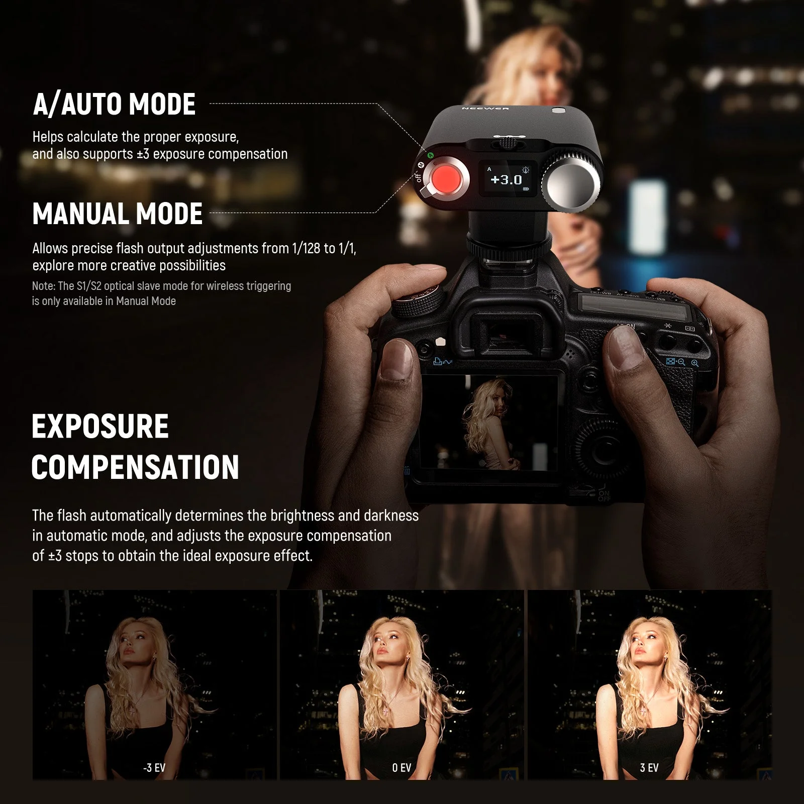 NEEWER Z160 Camera Flash with Auto & Manual Modes & Built in Lithium Battery - Image 4