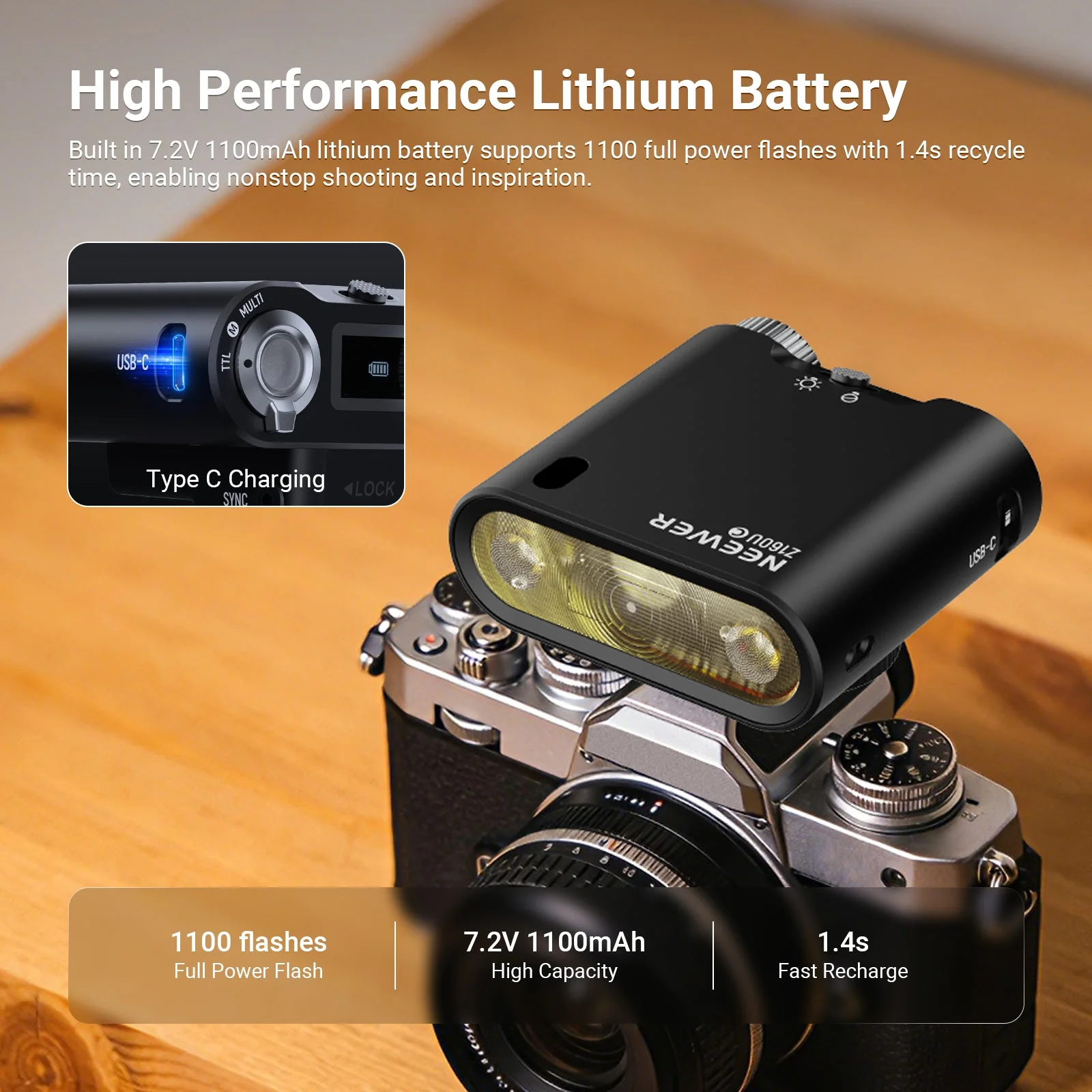 NEEWER Z160U TTL Mini Camera Flash Speedlite - Image 7
