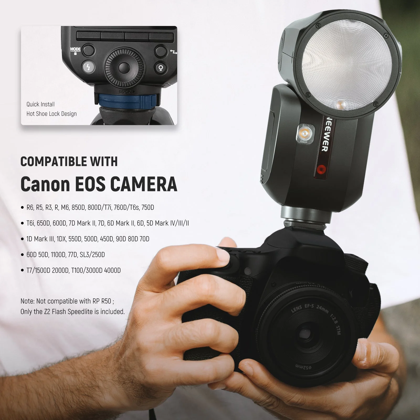 NEEWER Z2 3000mAh Battery TTL Round Head Flash Speedlite - Image 8