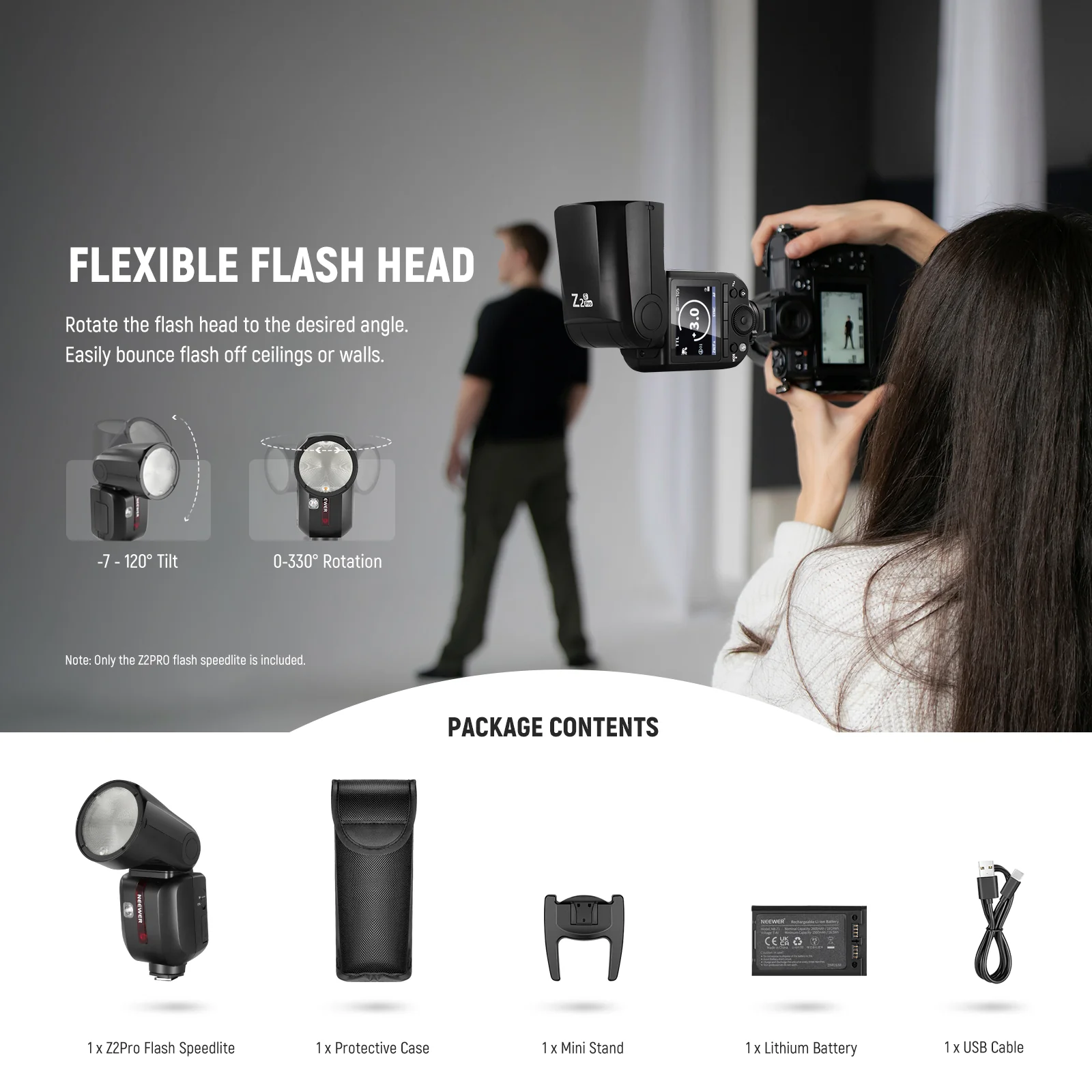 NEEWER Z2PRO 76Ws TTL Round Head Flash Speedlite - Image 8