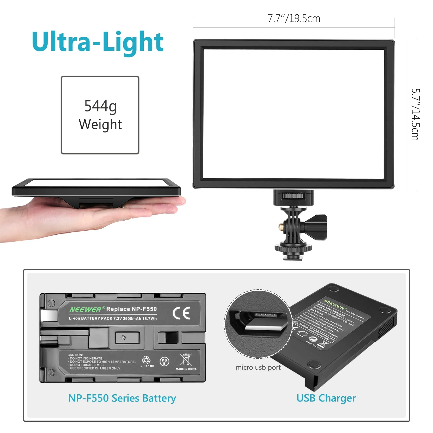 NEEWER Dimmable Ultra Thin T100 Softer SMD LED Video Light Kit - Image 4