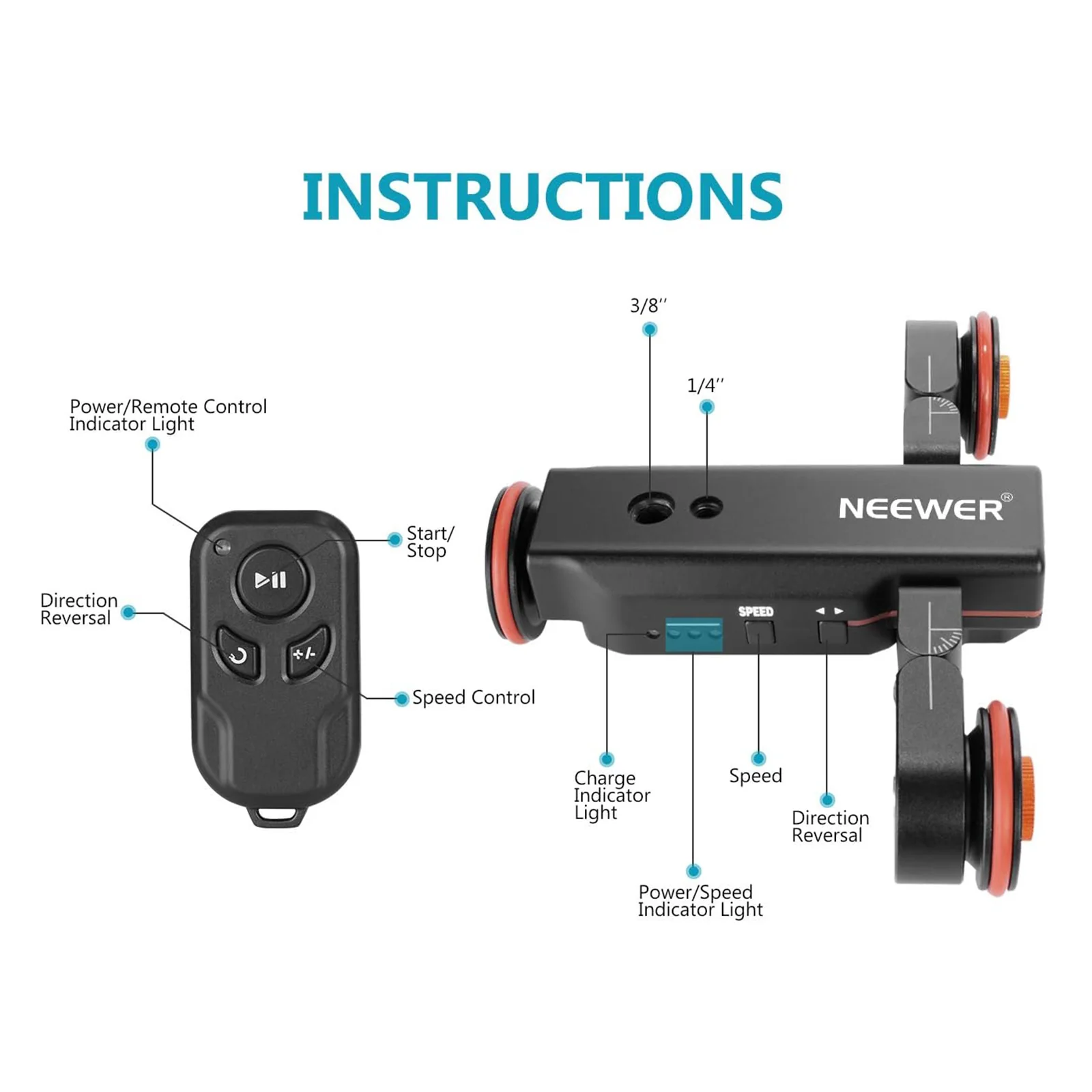 NEEWER DL100 3 Wheels Wireless Video Camera Dolly - Image 3